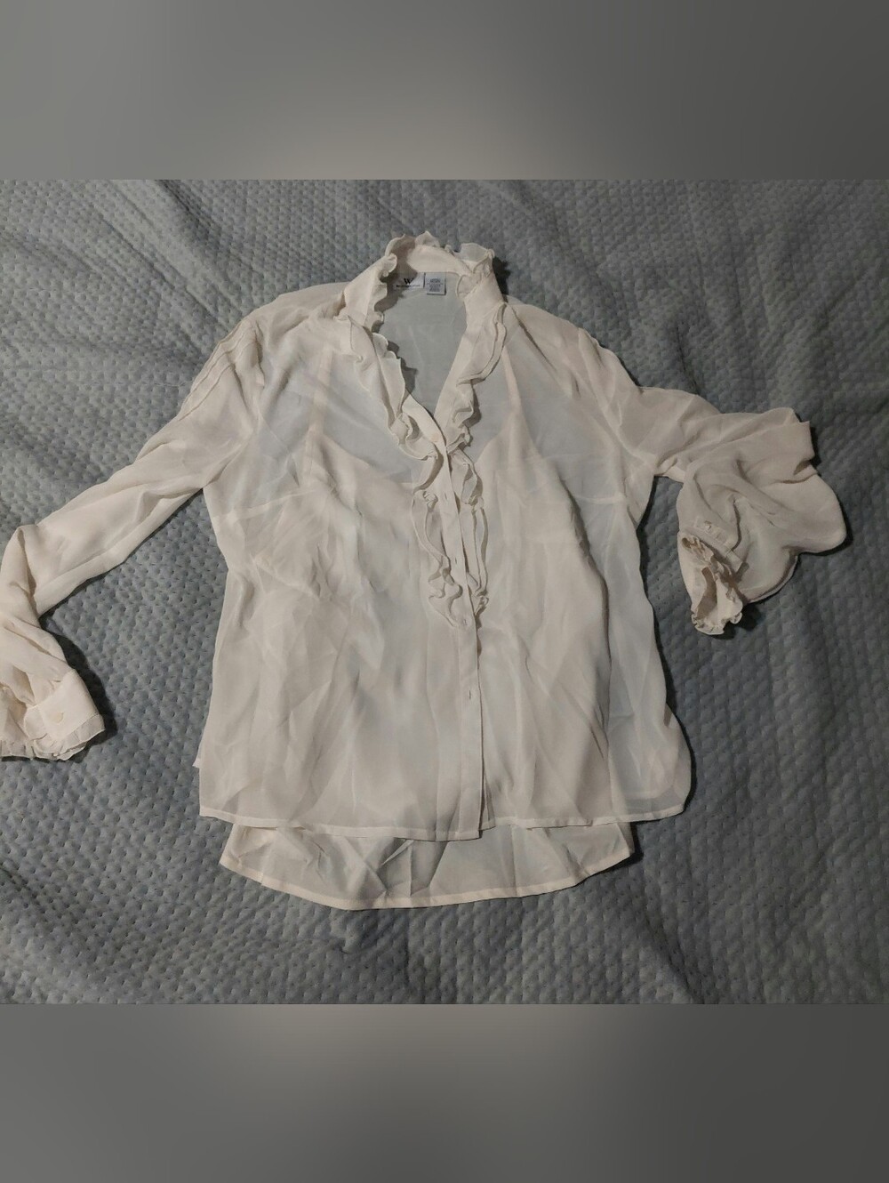 Worthington Cream Ruffle V-Neck Blouse